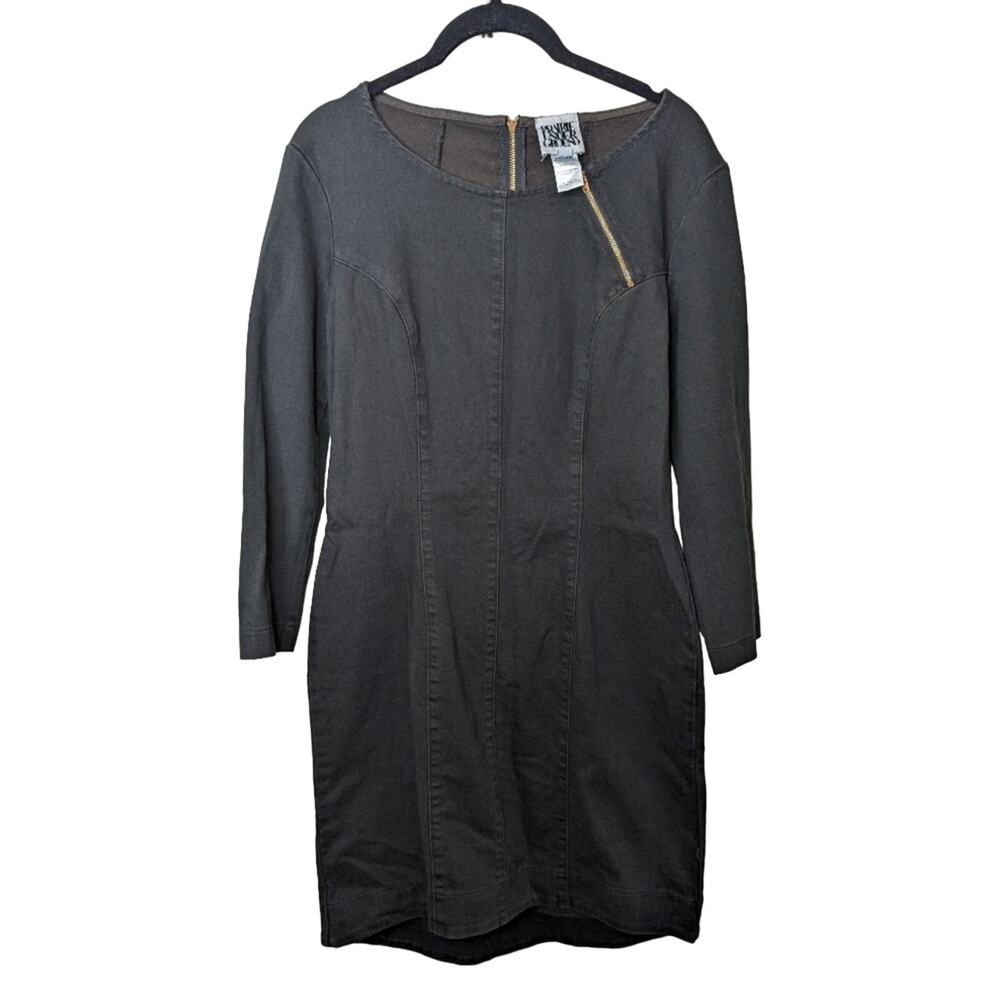 Prairie Underground Black Denim Dress with Zipper Detail | Size Small